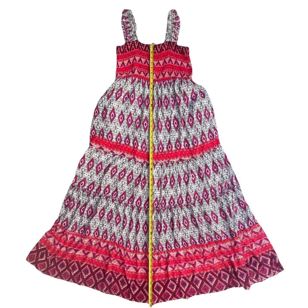 Davi & Dani Maxi Dress Womens M Boho Smocked Tiered Lined Pockets 49” - Picture 7 of 9